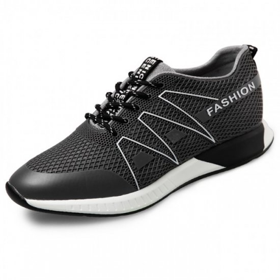 Ultralight 2.4Inches/6CM Grey Elevating Lace Up Sneakers Outdoor Shoes