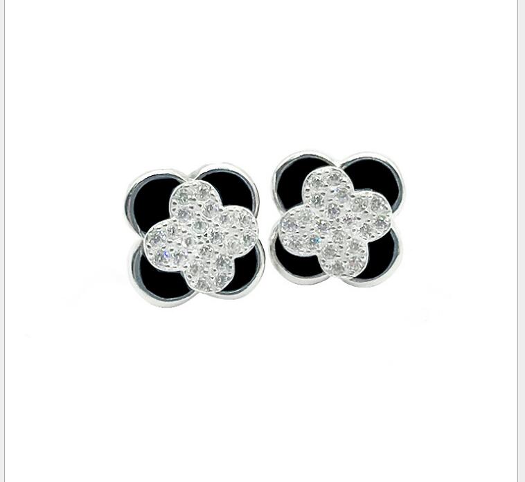 Idolra Jewelry S925 Silver four-leaf clover with 3A Zircon Ring