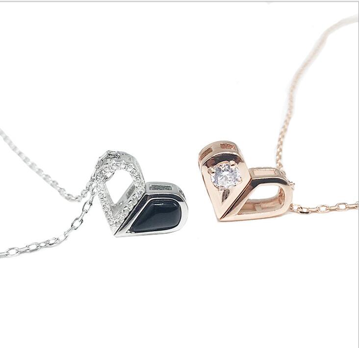 Idolra Jewelry S925 Silve Heart-Lock with 3A Zircon Necklace
