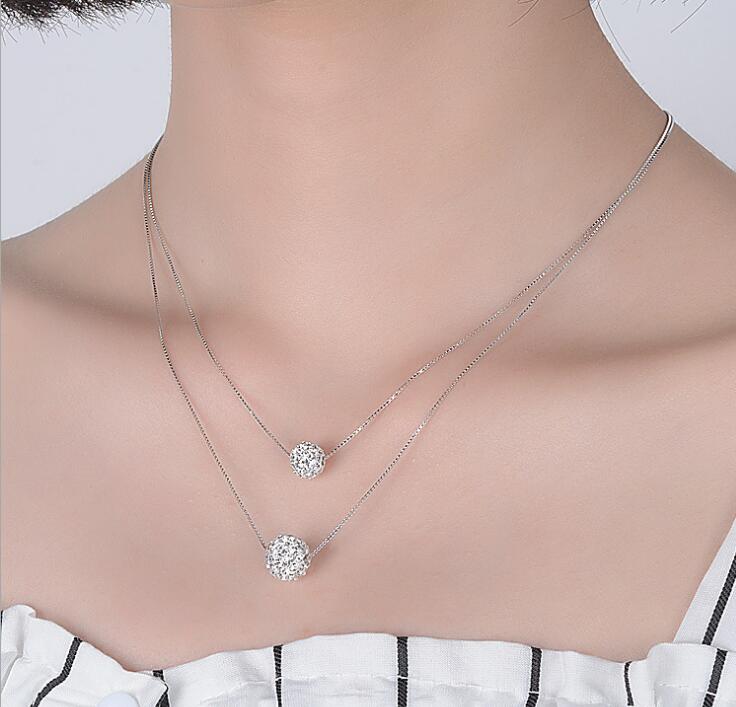 Idolra Jewelry S925 Silver Roundness Necklace with 3A Zircon Necklace