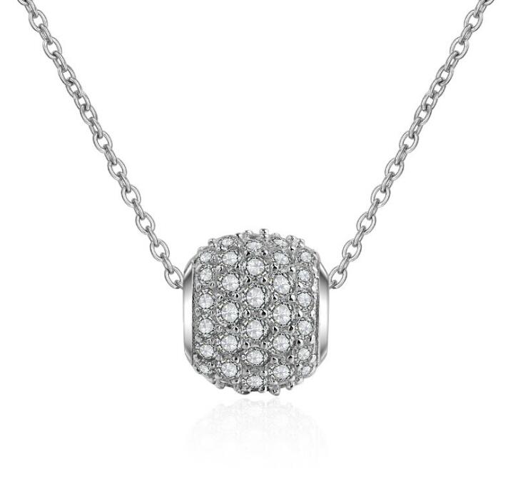 Idolra Jewelry S925 Silver Roundness Necklace with 3A Zircon Necklace