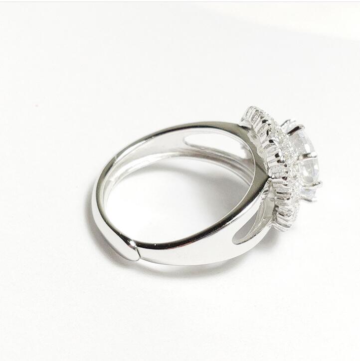 Idolra Jewelry S925 Silver Peony flower with 3A Zircon Ring