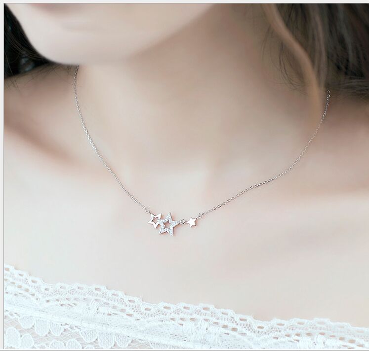 Idolra Jewelry S925 Silver Star Lucky Necklace