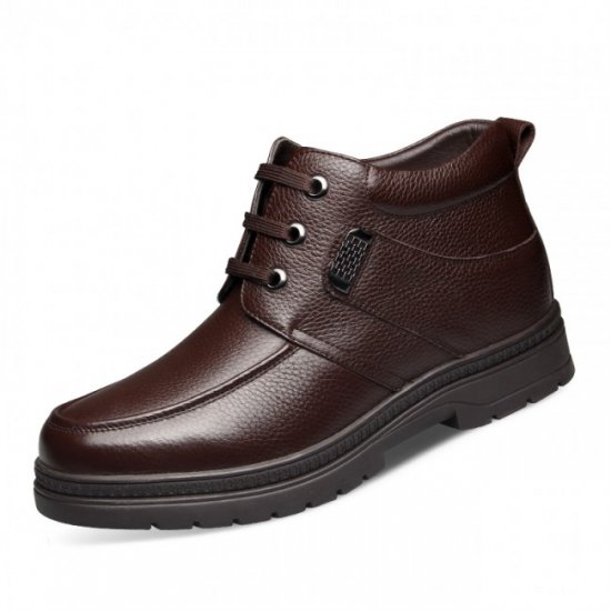 Hidden Heel Casual 2.56Inches/6.5CM Brown Woolen Elevator Cotton Boots  