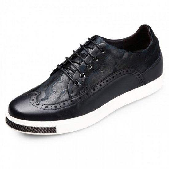 Chic 2.36Inches/6CM Height Increasing Black Brogue Skateboarding Shoes