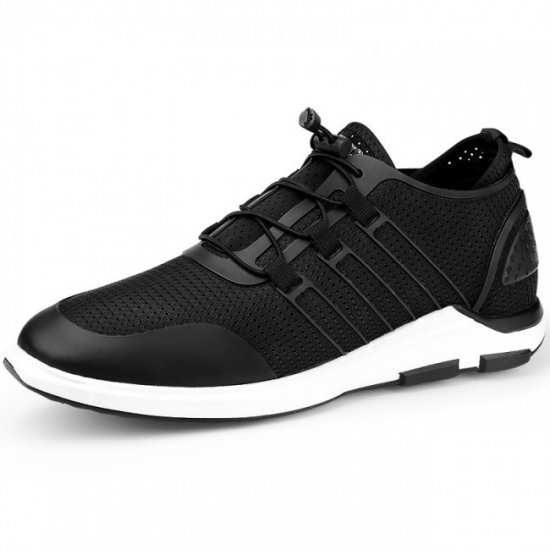 Trendy 2.4Inches/6CM Black Elevated Mesh Sneakers Shoes