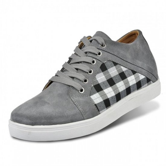 2.36Inches/6CM Grey Korea Suede Leather Elevator Leisure Shoes