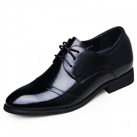 2.56Inches/6.5CM Black Cap Toe Oxfords Height Increasing Formal Business Shoes