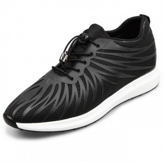 Ultralight 2.4Inches/6CM Black Elevator Fabric Sneakers Walking Shoes