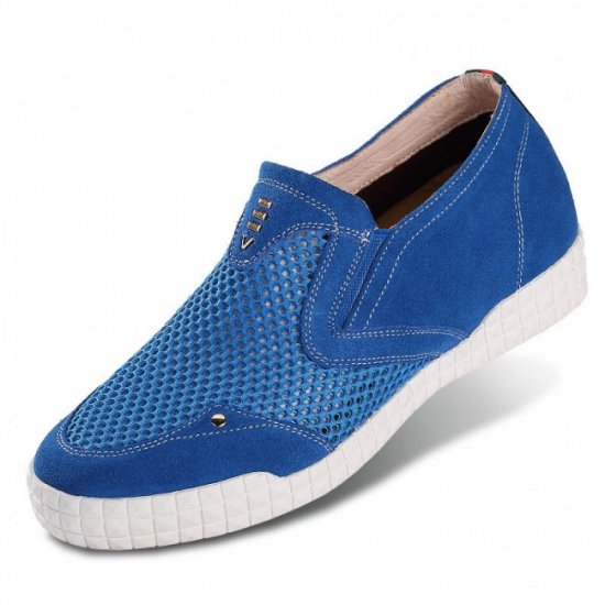 Mesh 2.56Inches/6CM Blue Height Increasing Loafers Taller Shoes