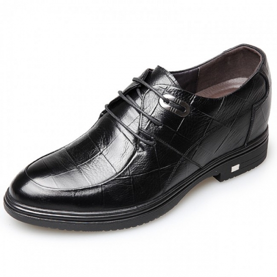 3.2Inches/8CM Extra Taller Embossed Leather Elevator Dress Derby Shoes