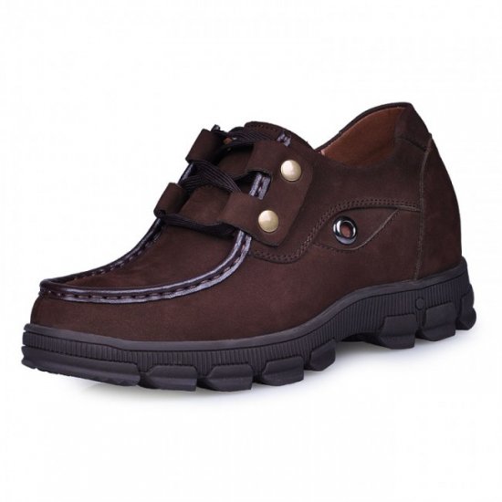 Height Increasing 3.15Inches/8CM Coffee Nubuck Leather Mountaineering Shoes