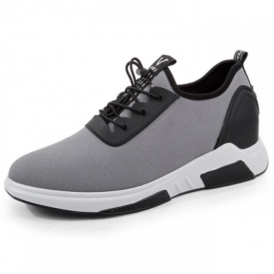 Fashion Men 3.2Inches/8CM Gray Taller Sneakers Slip On Walking Shoes