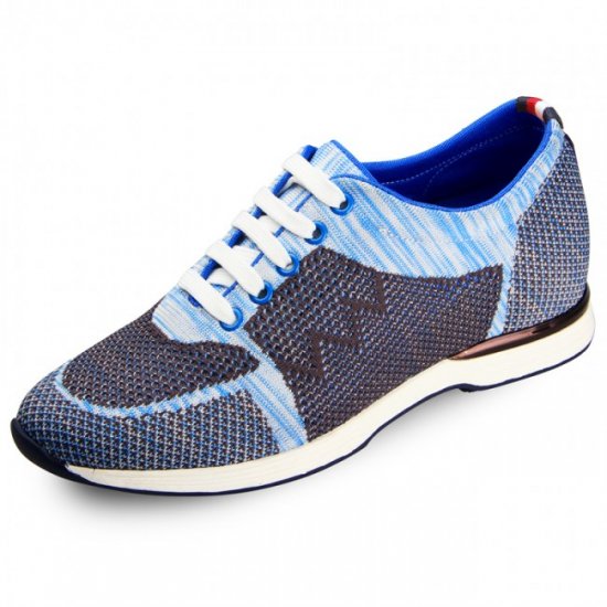 Men 2.36Inches/6CM Blue Flyknit Sneakers Sports Shoes