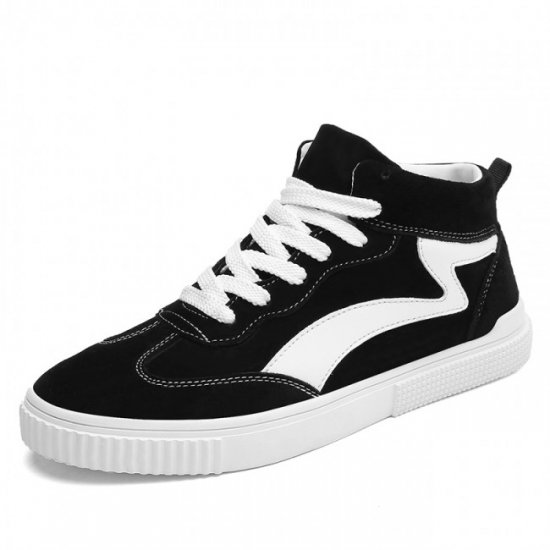 Trendy 2.8Inches/7CM Black Elevator Trainers High Top Skate Shoes