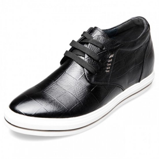 Casual 2.6Inches/6.5CM Black Lace Up Height Lift Skate Shoes