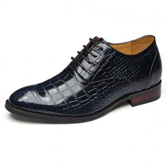 Supreme 2.75Inches/7CM Taller Blue Alligator Wedding Oxfords Shoes