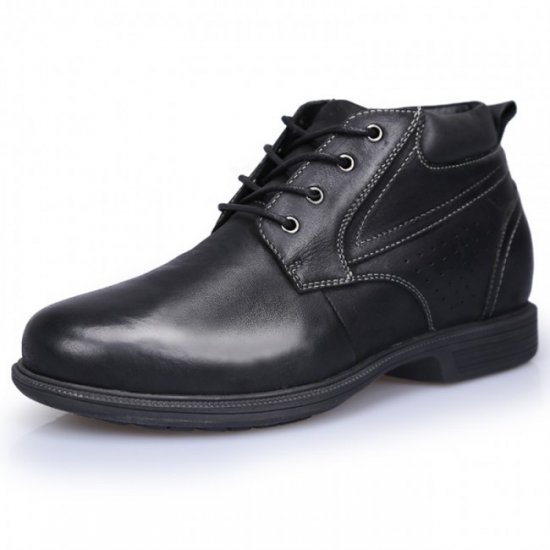High Top 9CM/3.5Inches Elevator Black Lace Up Ankle Oxfords Business Shoes