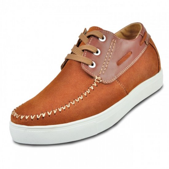 Increase Height 2.36Inches/6CM Brown Suede Leather Casual Shoes
