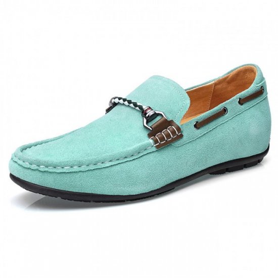 2.2Inches/5CM Green Suede Leather Loafers Height Boat Shoes