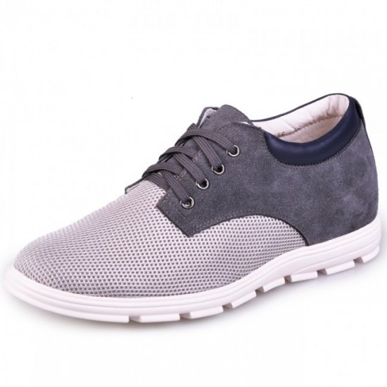 Casual 2.5Inches/6.5CM Grey Suede Leather Nets Height Shoes