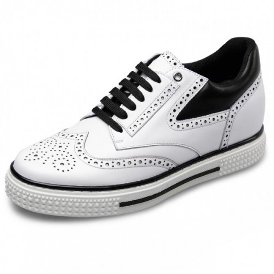 Casual 2.6Inches/6.5CM White Wing Tip Elevator Brogue Skate Shoes