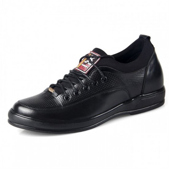 Men Casual 2.56Inches/6.5CM Black Lace-up Elevator Walking Shoes