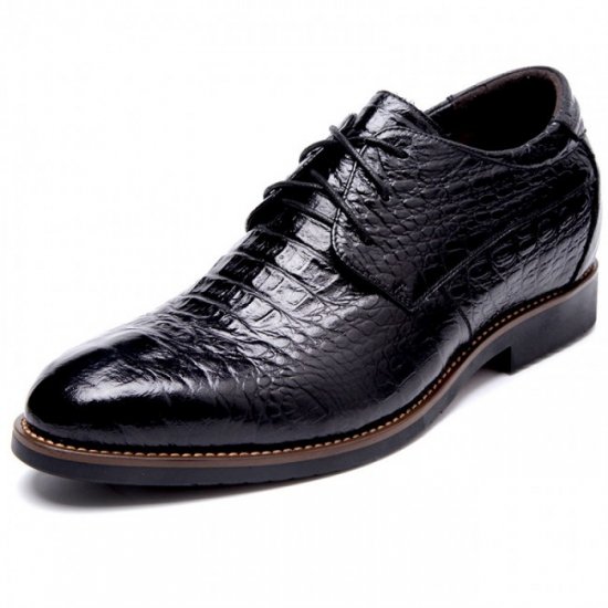 3.2Inches/8CM Black Croc Print Premium Leather Elevato Dress Shoes