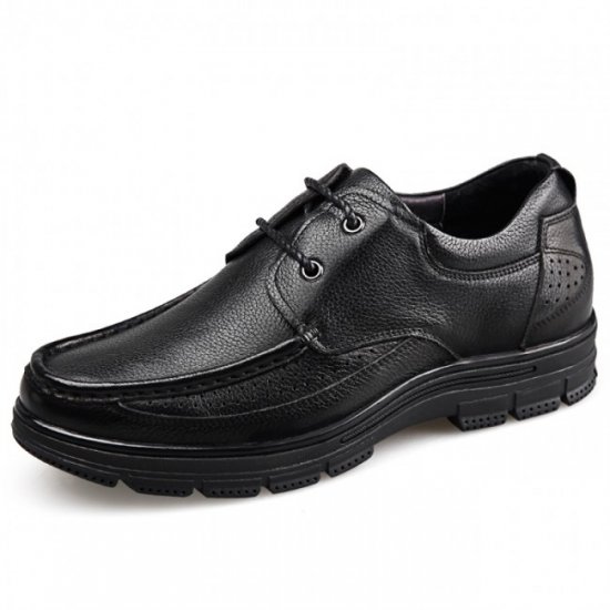 Casual 2.4Inches/6CM Black Soft Cowhide Leather Elevator Business Shoes