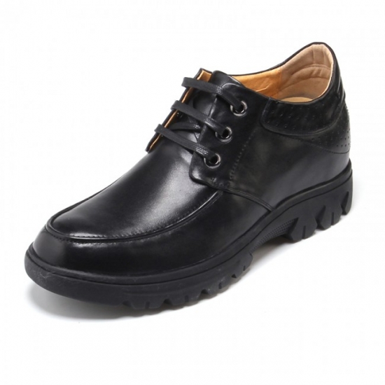 Fashion Casual 2.56Inches/6.5CM Black Cow Leather Elevator Shoes