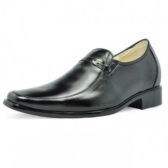 Men 2.75Inches/7CM Black Dress Height Increase Elevator Shoes 