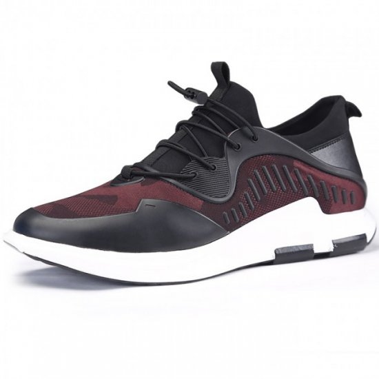 Mesh 2.4Inches/6CM Black-red Lace Up Elevator running Height Increasing Sneakers Shoes