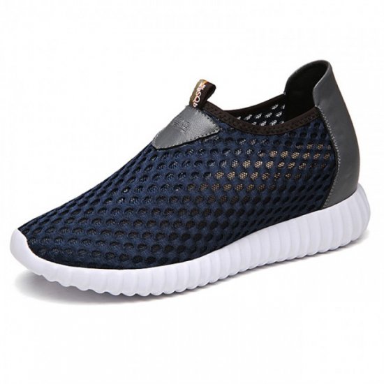 Breathable Mesh 3.2Inches/8CM Navy/Blue Elevating Loafers Increase Height Sneakers