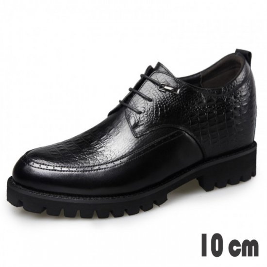 Lightweight Super 4Inches/10CM Crocodile Embossed Calfskin Derbies Height Tuxedo Shoes