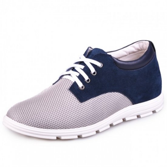 Casual 2.5Inches/6.5CM Blue Suede Leather Nets Elevator Shoes