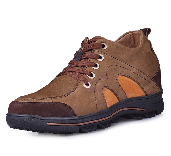 Men 3.15Inches/8CM Brown Height Increasing Elevator Hiking Shoes [SH171]
