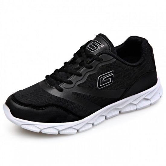 Ultralight 2.6Inches/6.5CM Black Height Increasing Sneakers Elevator Walking Shoes