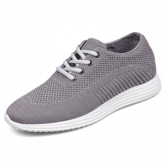 Ultralight 2.6Inches/6.5CM Grey Elevator Flyknit Trainers Heighten Racer Shoes