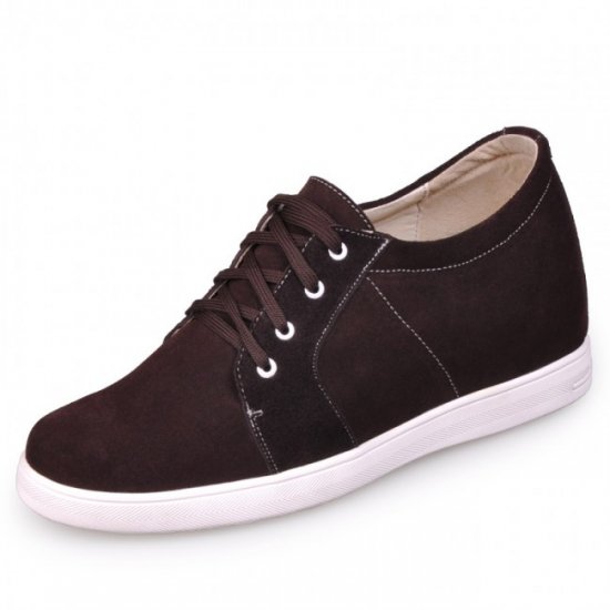 Men 2.75Inches/7CM Coffee Wool Lining Height Shoes