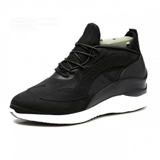 4Inches/10CM Black British Height Increasing Trainer Elevator Walking Shoes