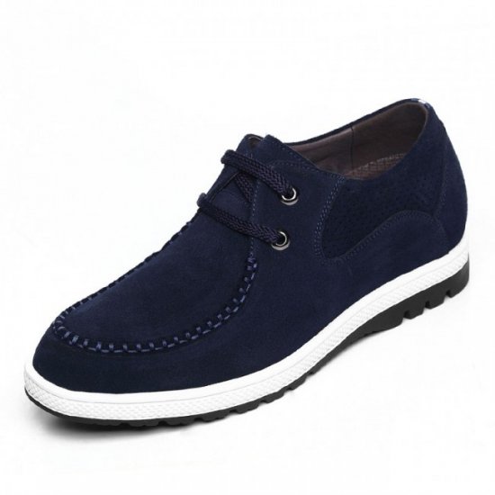 Casual 2.36Inches/6CM Height Increase Blue Suede Elevator Leisure Shoes
