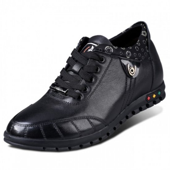 2.36 Inches/6CM Black Calf Leather Elevated Casual Shoes