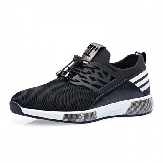 Breathable 2.8Inches/7CM Black Elevator Sneakers Tennis Shoes