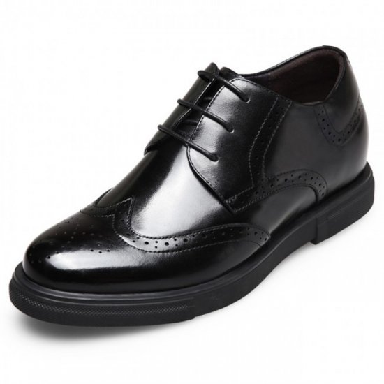 Luxury 2.6Inches/6.5CM Black British Height Increasing Brogue Shoes 