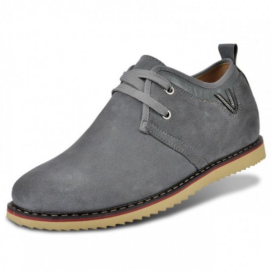 Taller Casual 2.56Inches/6.5CM Grey Suede Leather Shoes
