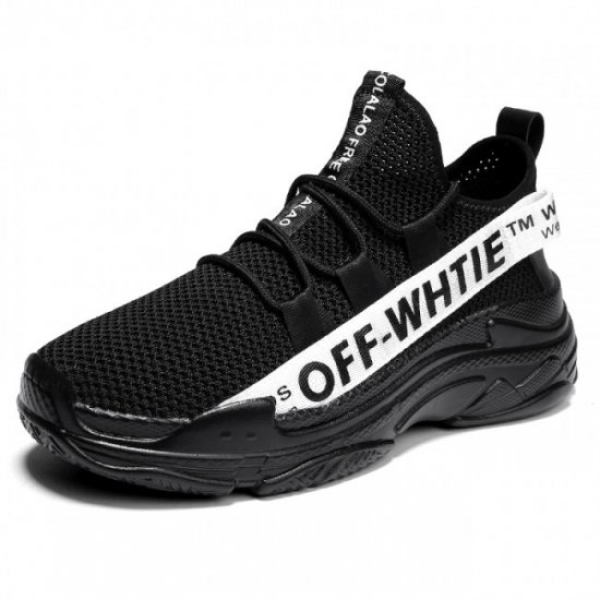 Lightweight Mesh Hidden Lift 2.6Inches/6.5CM Black Sneakers Slip-On Running Shoes