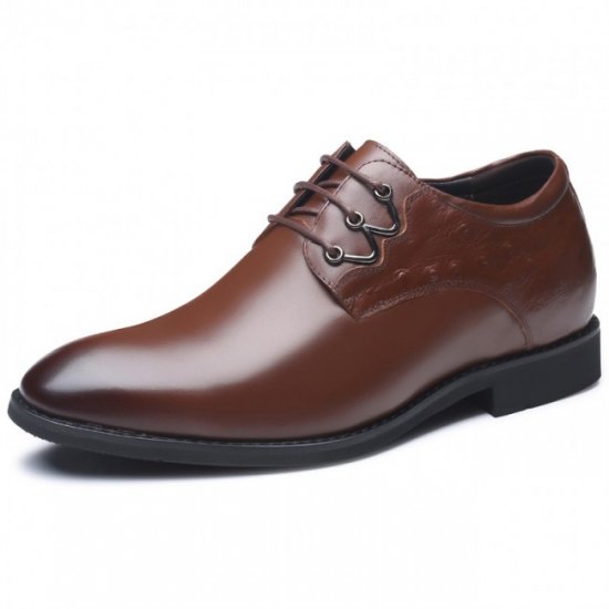 Premium 2.8Inches/7CM Brown Altitude Plain Toe Elevator Business Shoes