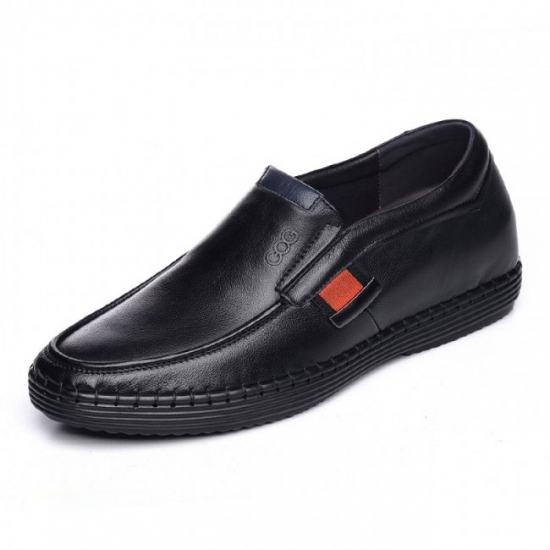 2.36Inches/6CM Black Sole Loafers Elevated Boat Crease Height Shoes