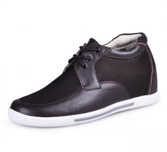 Men Casual 2.75Inches/7CM Brown Height Increase Shoes 