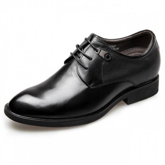 2.6Inches/6.5CM Black Lace Up Plain Tuxedo Elevator Wedding Shoes